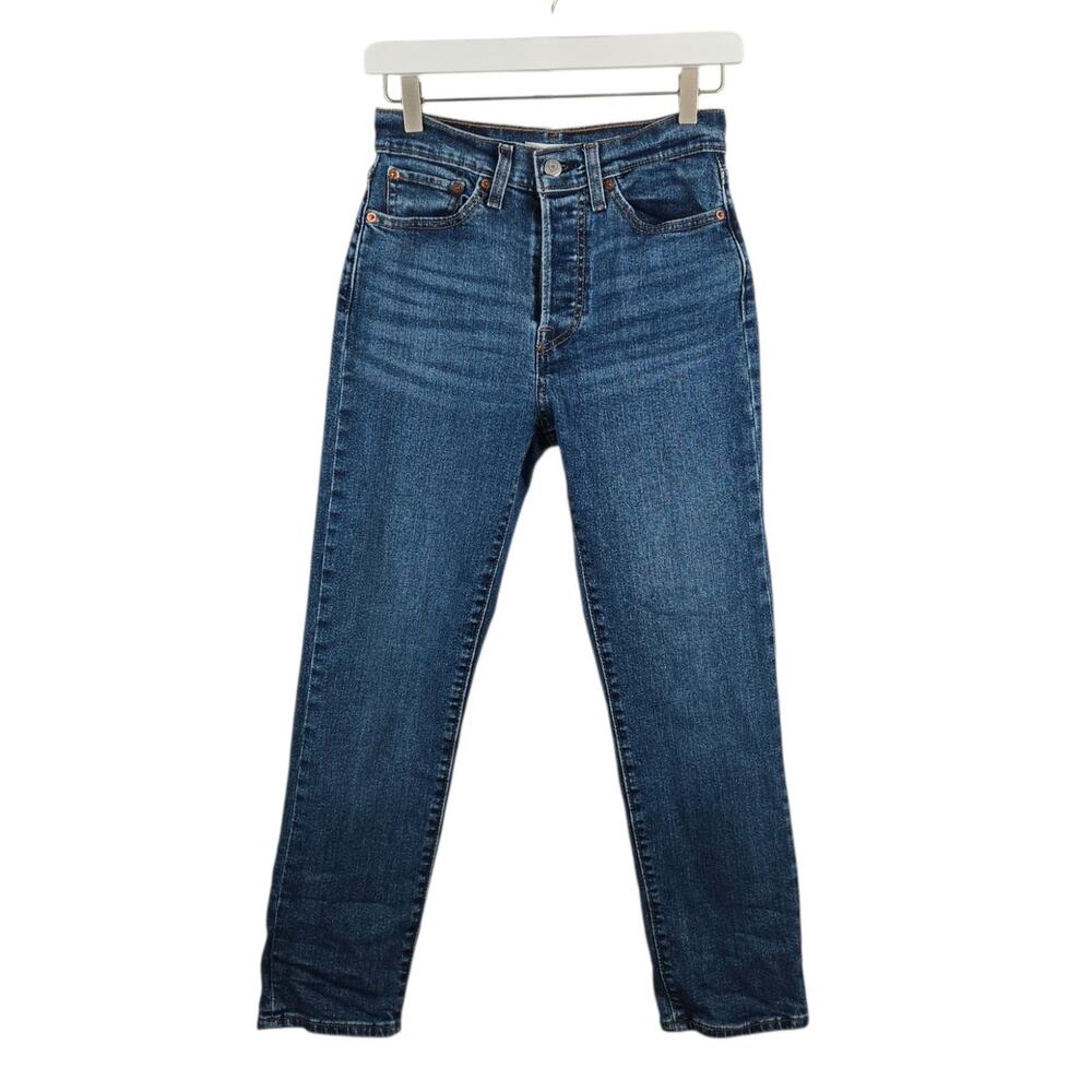 Levis Wedgie Straight Ankle Jeans High Rise Button Fly Blue 27